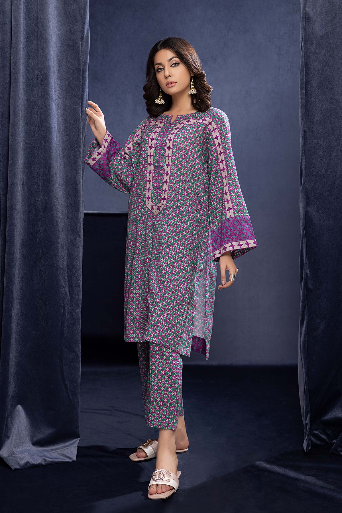 2-Pc Digital Printed Viscose Shirt With Viscose Printed Trouser CPM22-125