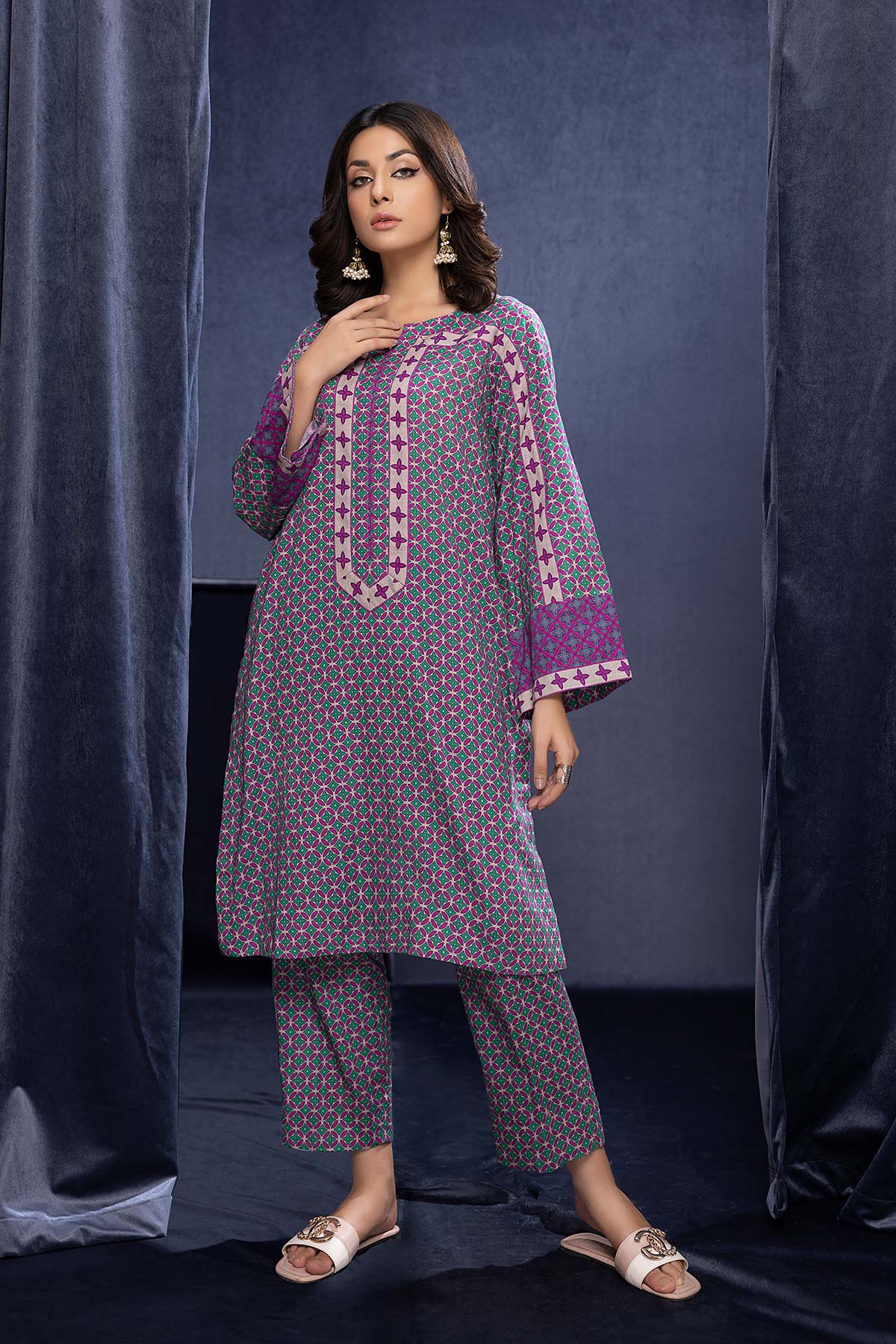 Charizma - 2-Pc Digital Printed Viscose Shirt With Viscose Printed Trouser CPM22-125