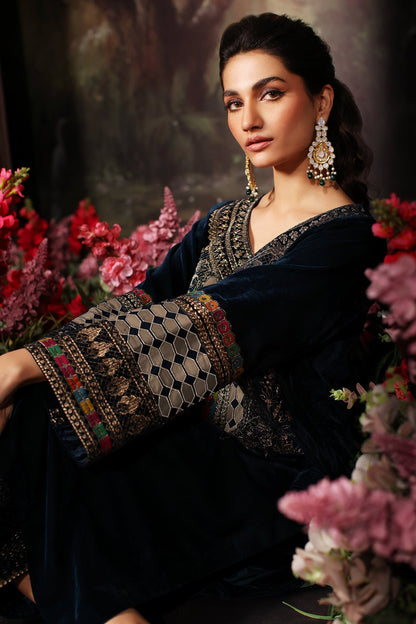 Charizma - 3 Pc Unstitched Embroidered Velvet With Embroidered Chiffon Dupatta CVT3-05