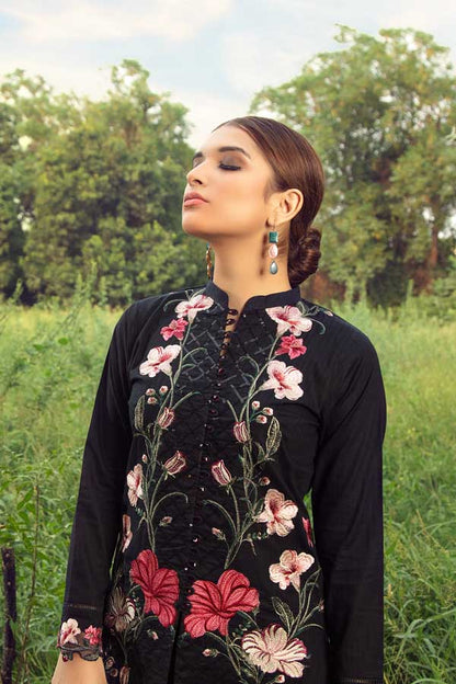 Adan's Libas - Blushing Black - Premium Embroidered Jacquard Unstiched Lawn Kurti