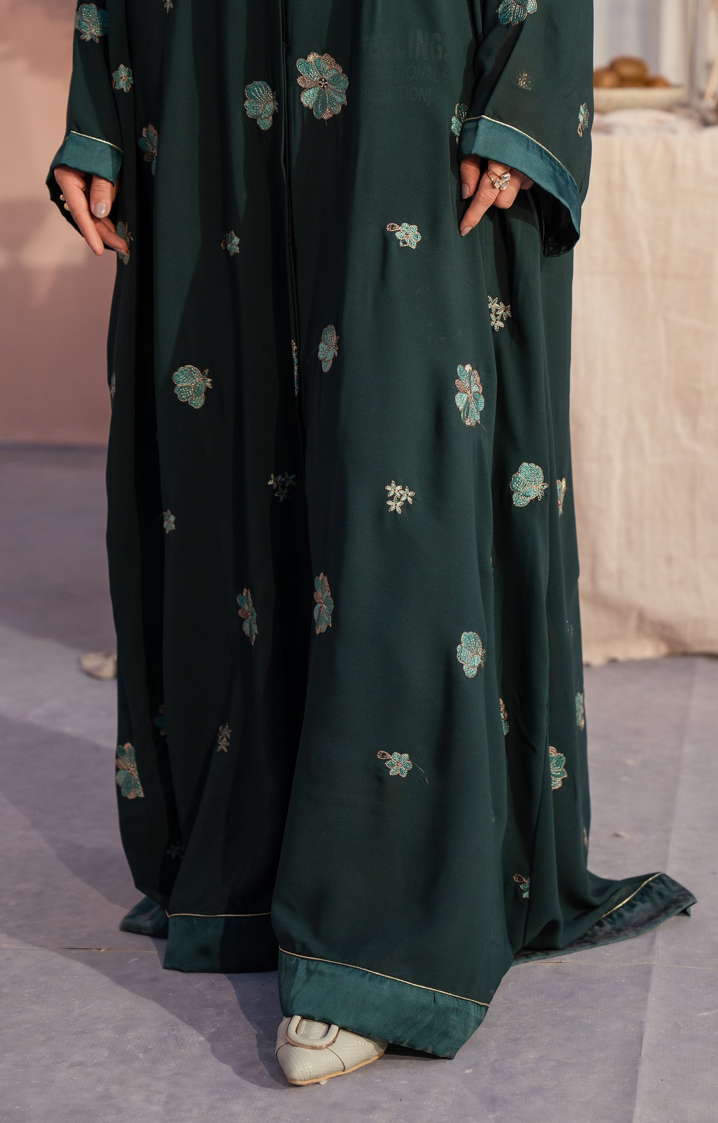 Hareer - PRISTINE GREEN FRONT OPEN ABAYA