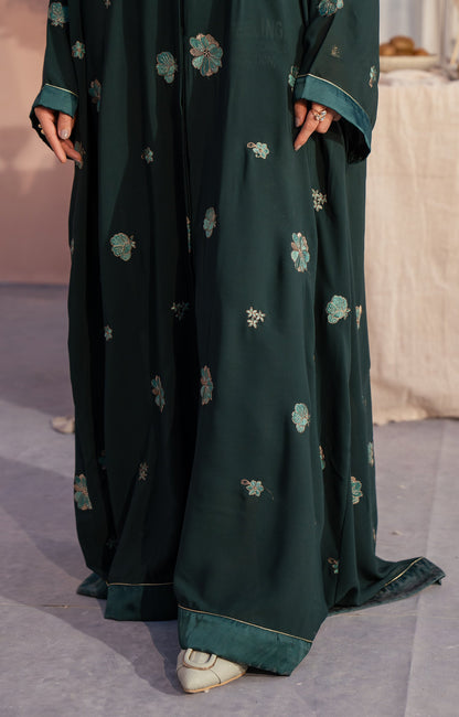 Hareer - PRISTINE GREEN FRONT OPEN ABAYA