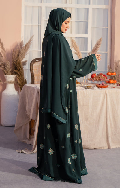 Hareer - PRISTINE GREEN FRONT OPEN ABAYA