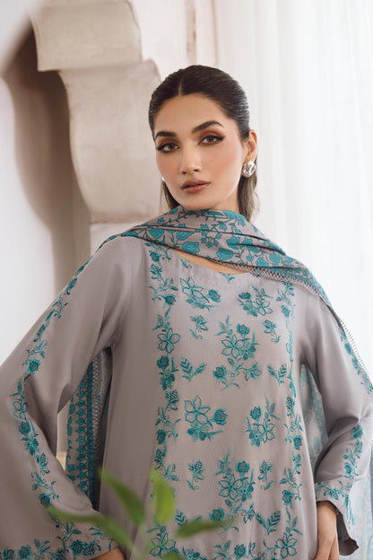 Charizma - 3-PC Unstitched Embroidered Leather Shirt with Printed Wool Shawl PS3-04