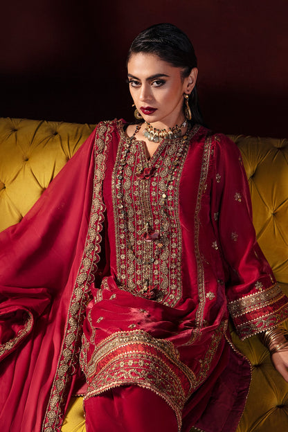 Charizma - 3-PC Embroidered Velvet Shirt with Chiffon Dupatta and Trouser VVT-3-202