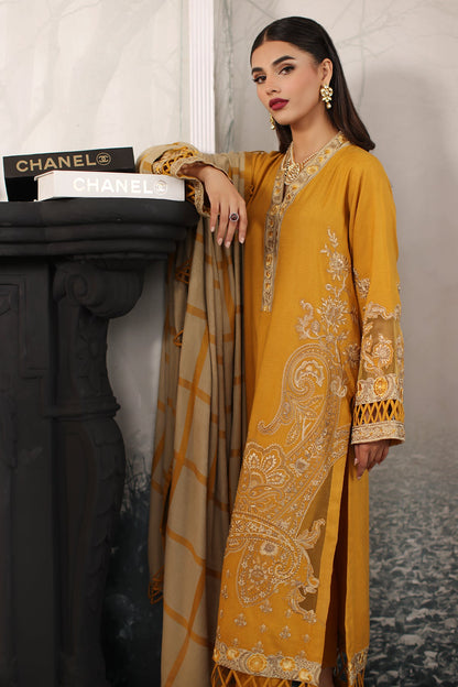 Charizma - 3-PC Unstitched Embroidered Leather with Printed Wool Shawl PS3-20