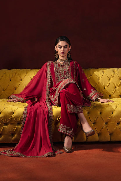 Charizma - 3-PC Embroidered Velvet Shirt with Chiffon Dupatta and Trouser VVT-3-202