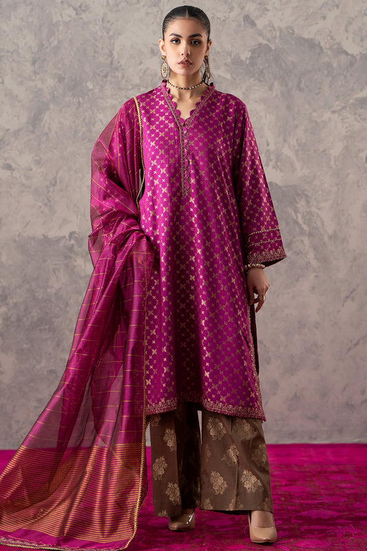 Charizma - 2-PC Embroidered Jacquard Shirt with Organza Dupatta CNP-3-204