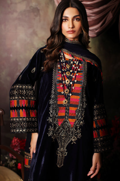 Charizma - 3 Pc Unstitched Embroidered Velvet With Embroidered Chiffon Dupatta CVT3-07