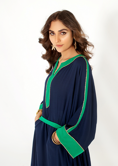 Dure Shahwar - Midnight Sky - Navy Blue Kaftan