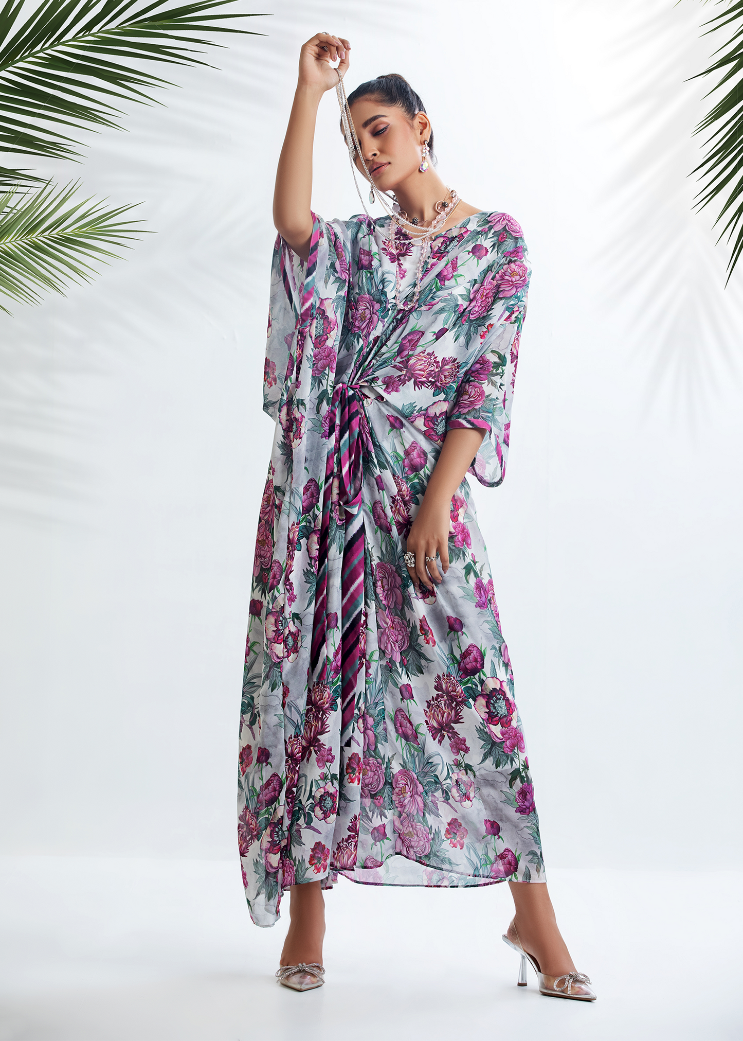 Dure Shahwar - D-08 - Floral Asymmetrical Kaftan