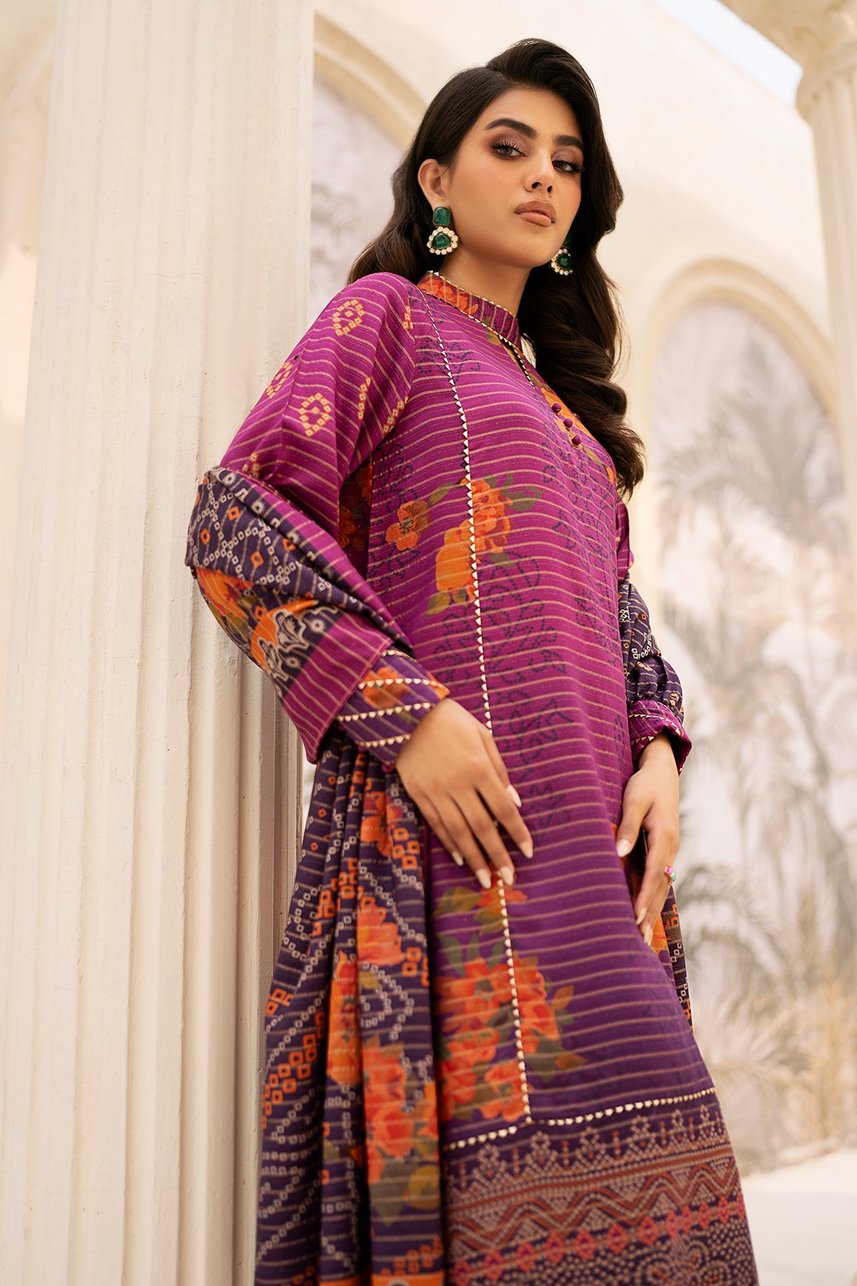 Charizma - 3-Pc Charizma Unstitched Linen Slub with Printed Wool Shawl CPW3-24