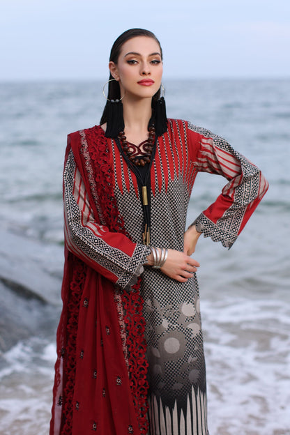 Charizma - 3-PC Unstitched Printed Lawn Shirt with Embroidered Dupatta and Trouser PM4-04