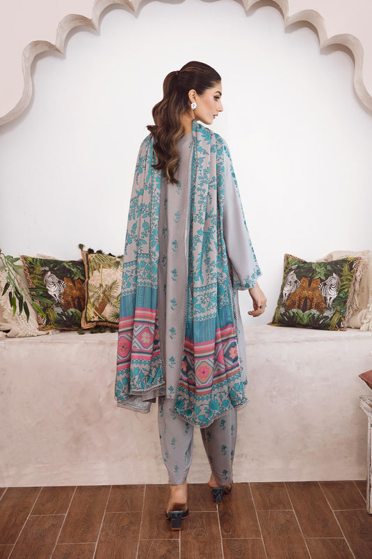 Charizma - 3-PC Unstitched Embroidered Leather Shirt with Printed Wool Shawl PS3-04