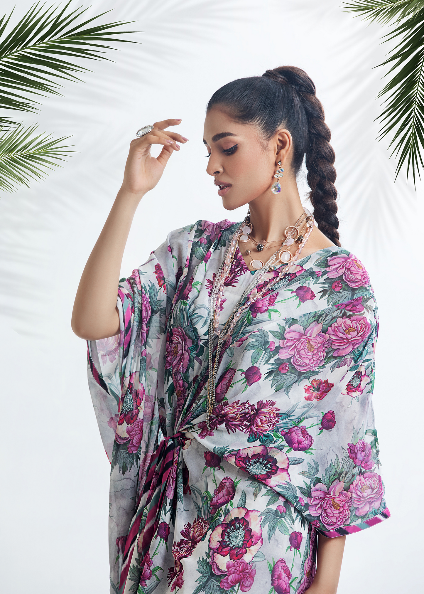 Dure Shahwar - D-08 - Floral Asymmetrical Kaftan