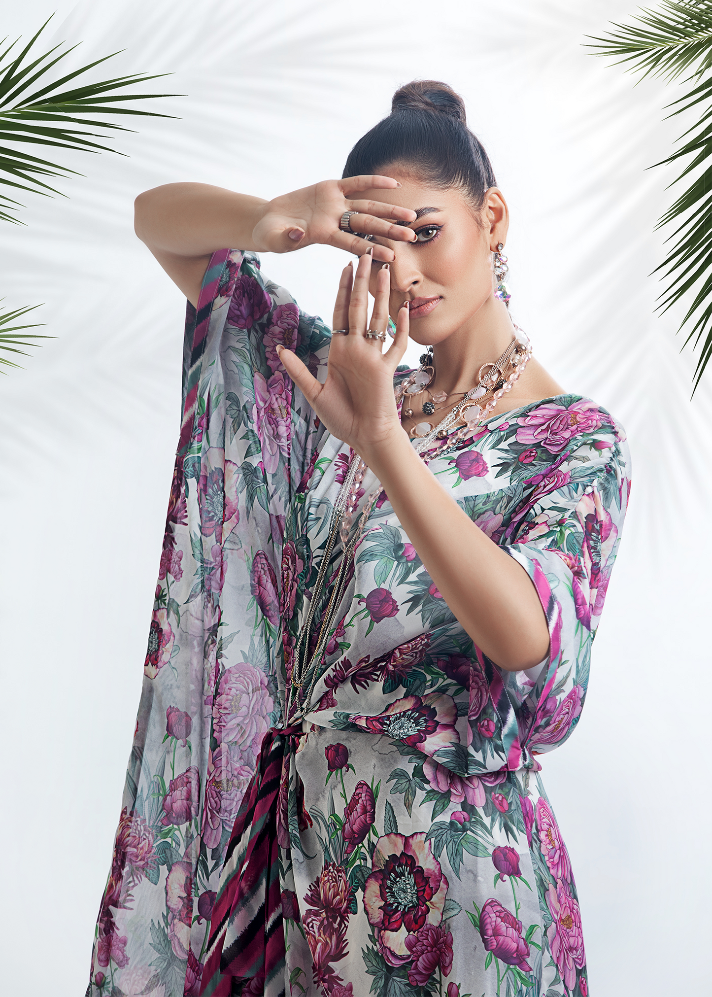 Dure Shahwar - D-08 - Floral Asymmetrical Kaftan