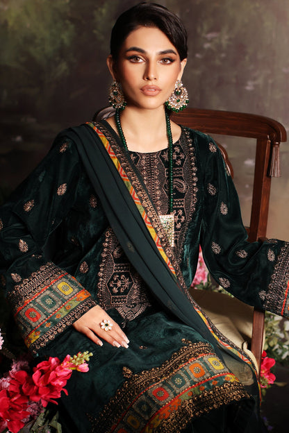 Charizma - 3 Pc Unstitched Embroidered Velvet With Embroidered Chiffon Dupatta CVT3-02