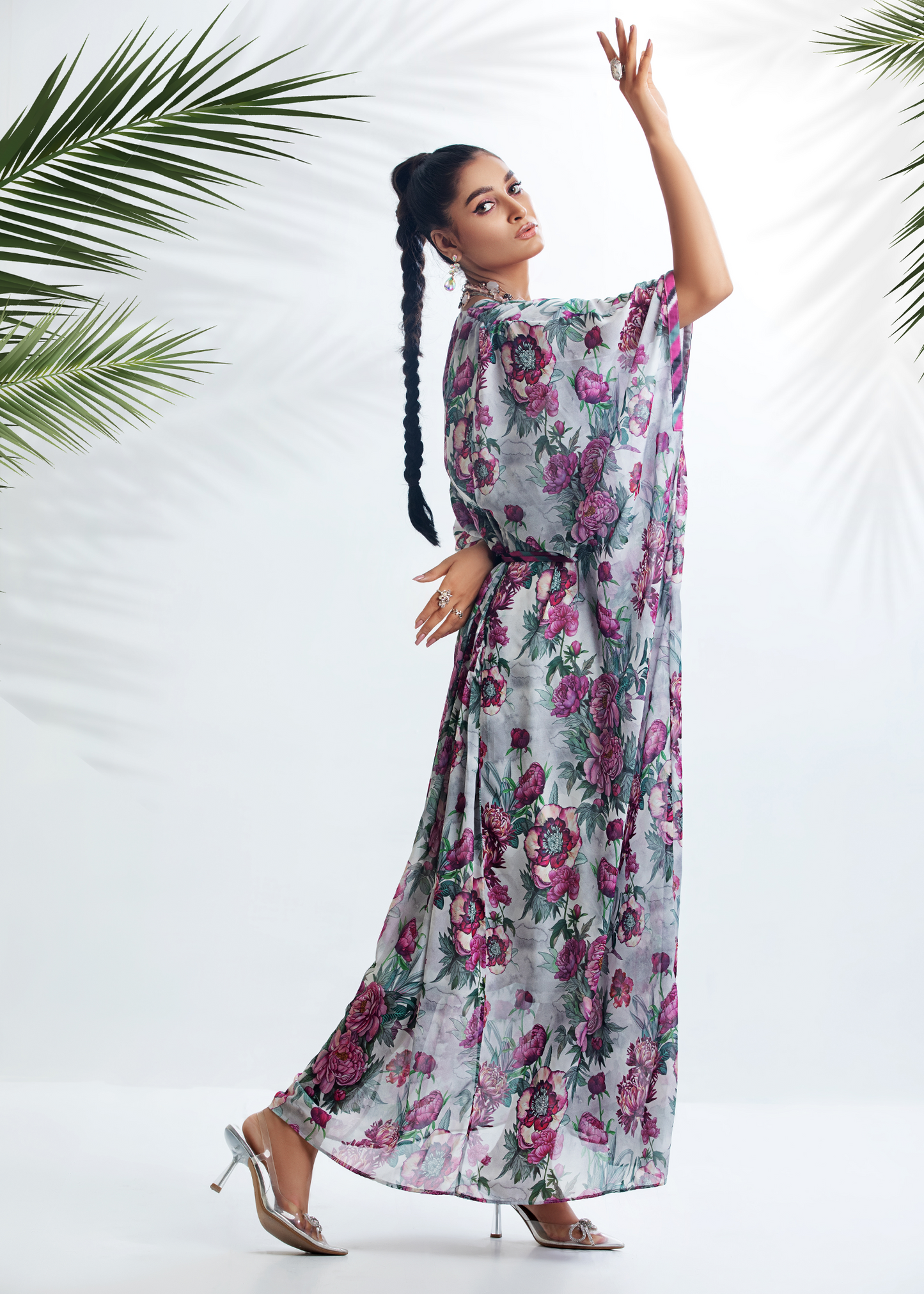 Dure Shahwar - D-08 - Floral Asymmetrical Kaftan