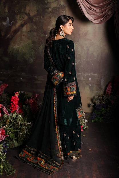 Charizma - 3 Pc Unstitched Embroidered Velvet With Embroidered Chiffon Dupatta CVT3-02