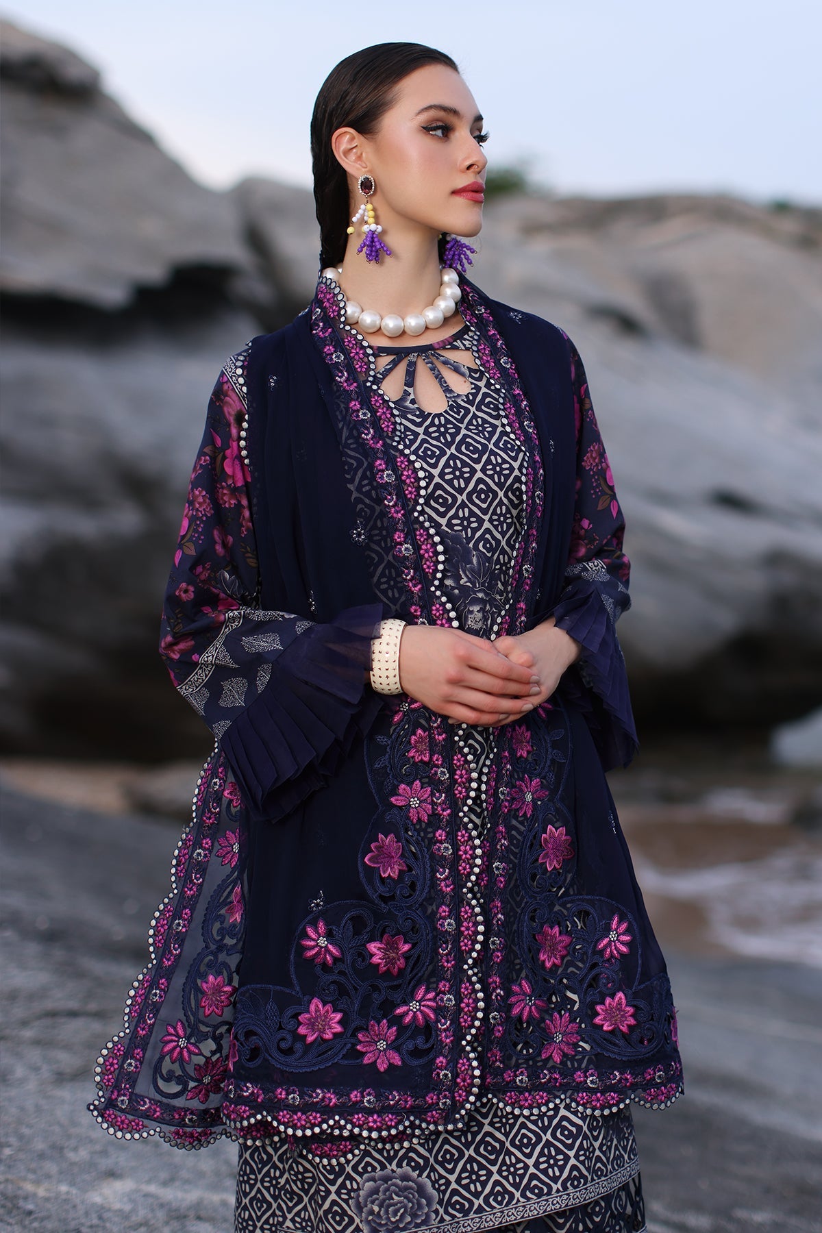 Charizma - 3-PC Unstitched Printed Lawn Shirt with Embroidered Dupatta and Trouser PM4-06