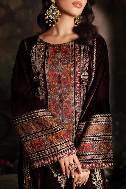 Charizma - 3 Pc Unstitched Embroidered Velvet With Embroidered Chiffon Dupatta CVT3-06