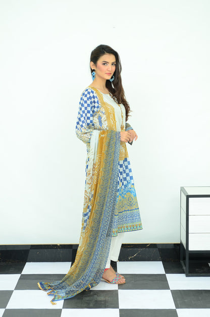 Ellena - 3-PC Unstitched Lawn