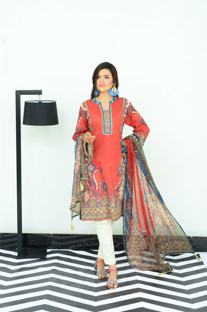 Ellena - 3-PC Unstitched Lawn