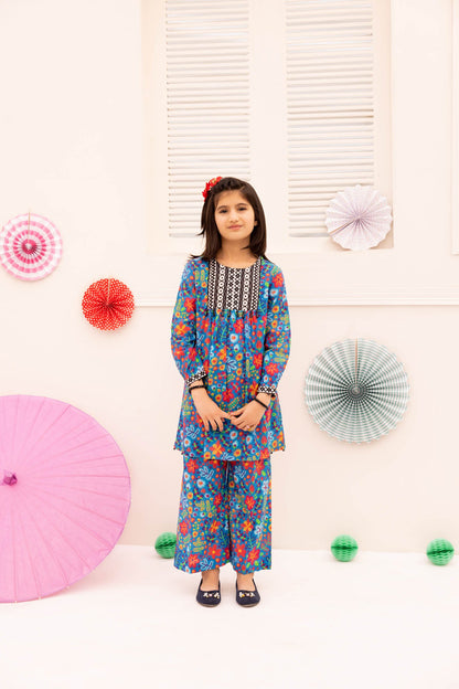 Adan's Libas - Blue Flowers - Stitched Printed Lawn 2PC