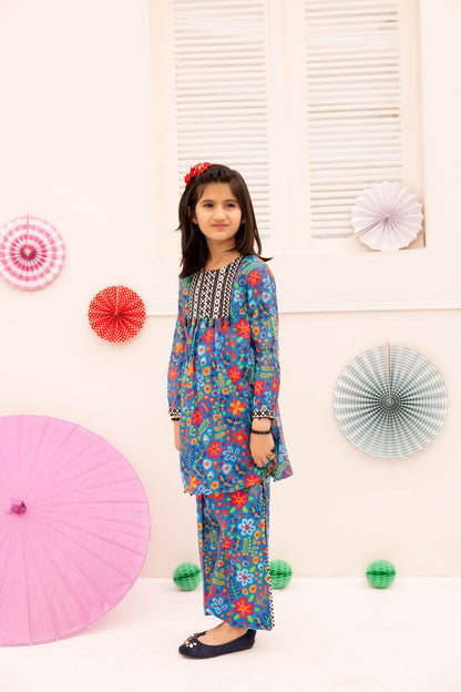 Adan's Libas - Blue Flowers - Stitched Printed Lawn 2PC