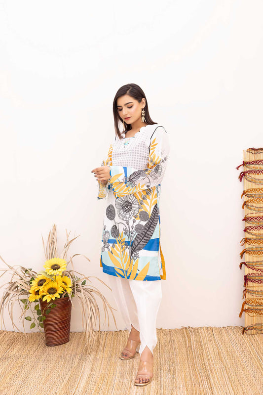 Adan's Libas - Bouse - Digital Printed Stitched Lawn Kurti