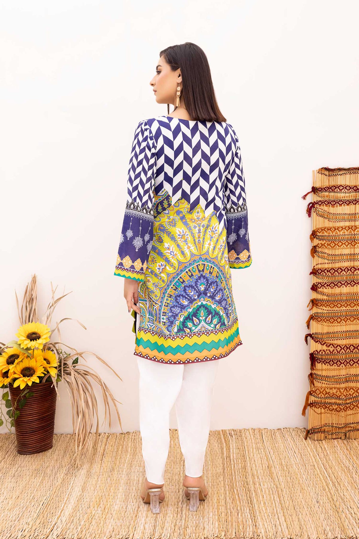 Adan's Libas - Blue Fed - Digital Printed Stitched Lawn Kurti