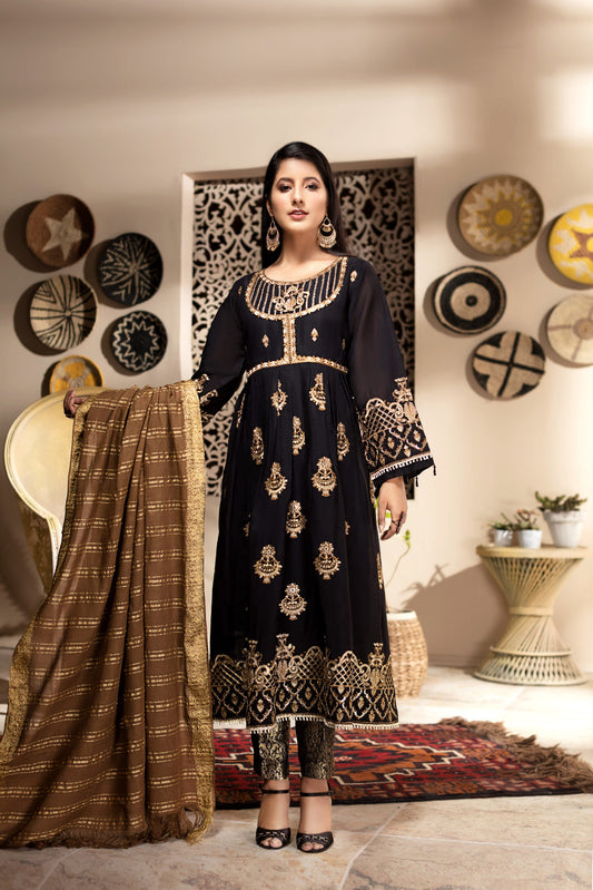 Ellena - 3-PC Stitched Paper Cotton Suit