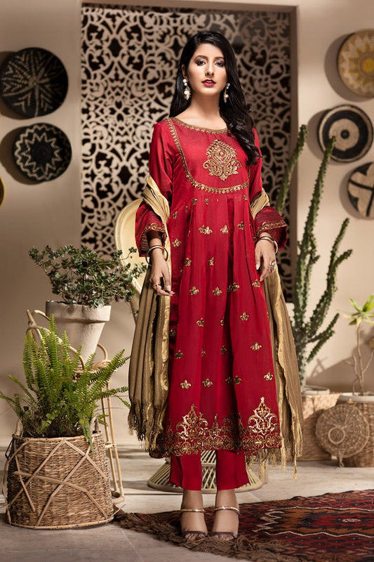 Ellena - 3-PC Stitched Paper Cotton Suit