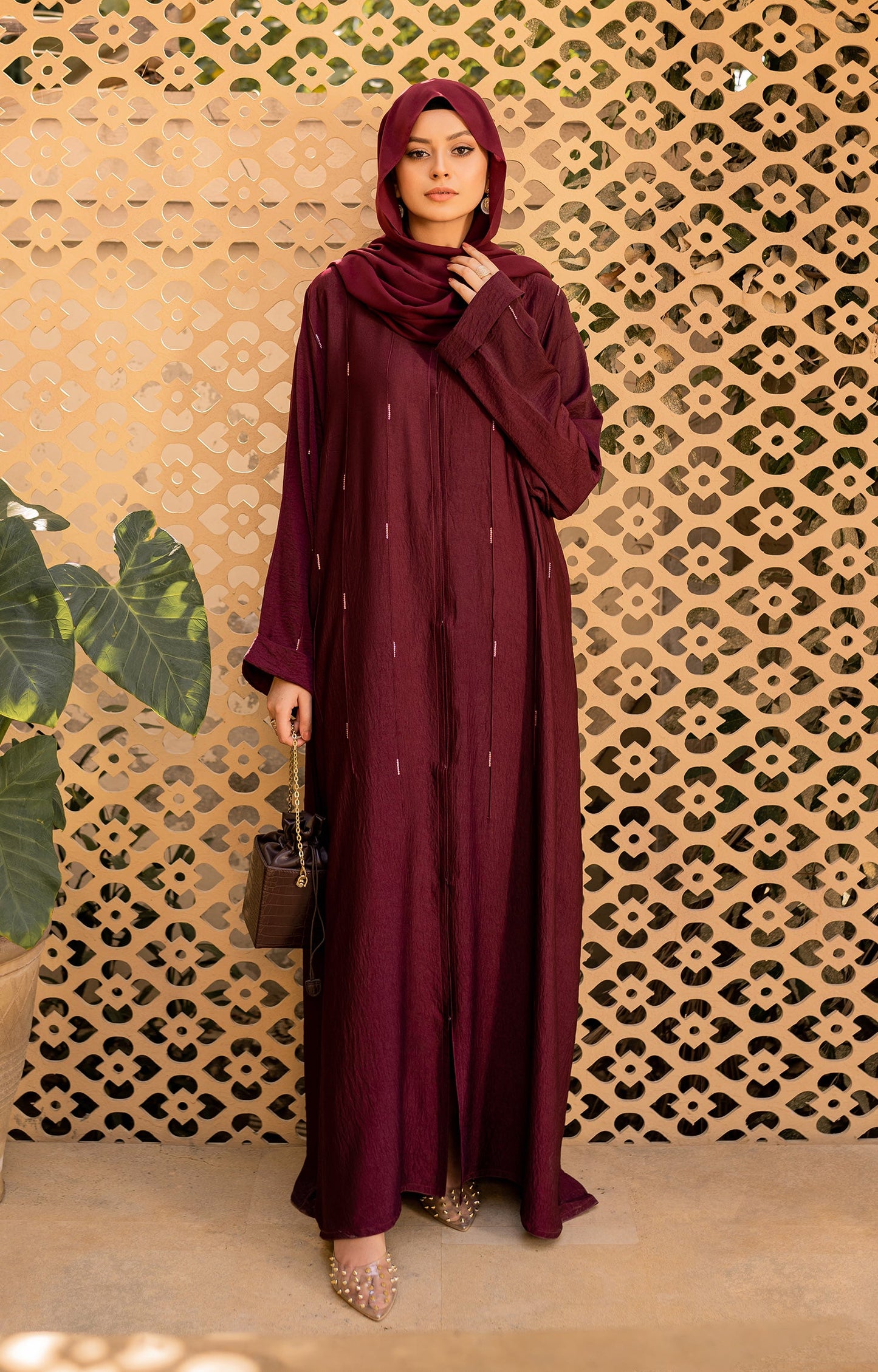 Hareer - PALASH RUST FRONT OPEN ABAYA