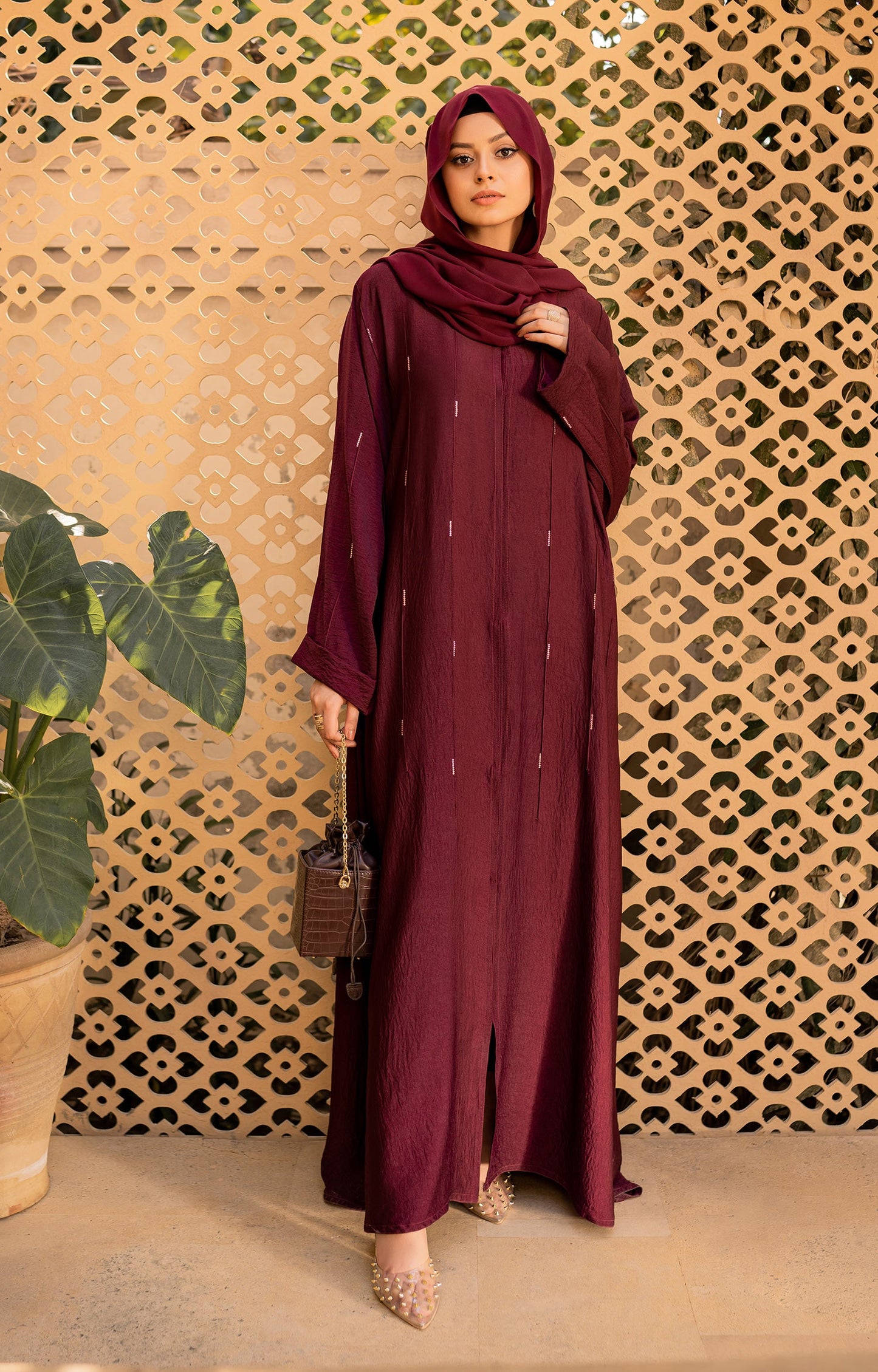 Hareer - PALASH RUST FRONT OPEN ABAYA