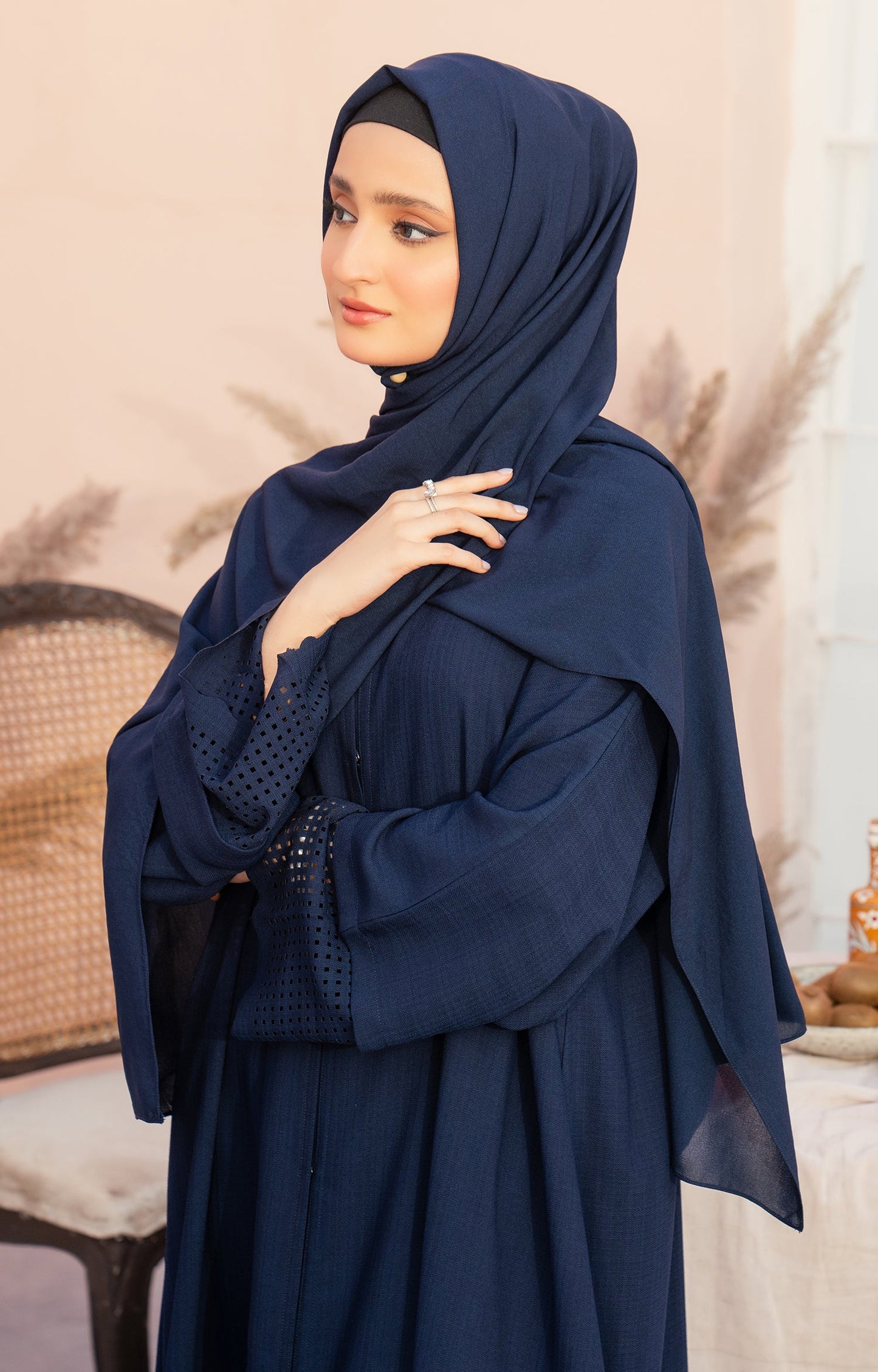 Hareer - BLUE MUSE FRONT OPEN ABAYA