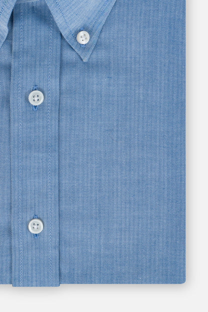 Casual Luxe Blue Button-Down Shirt with Thin Stripes