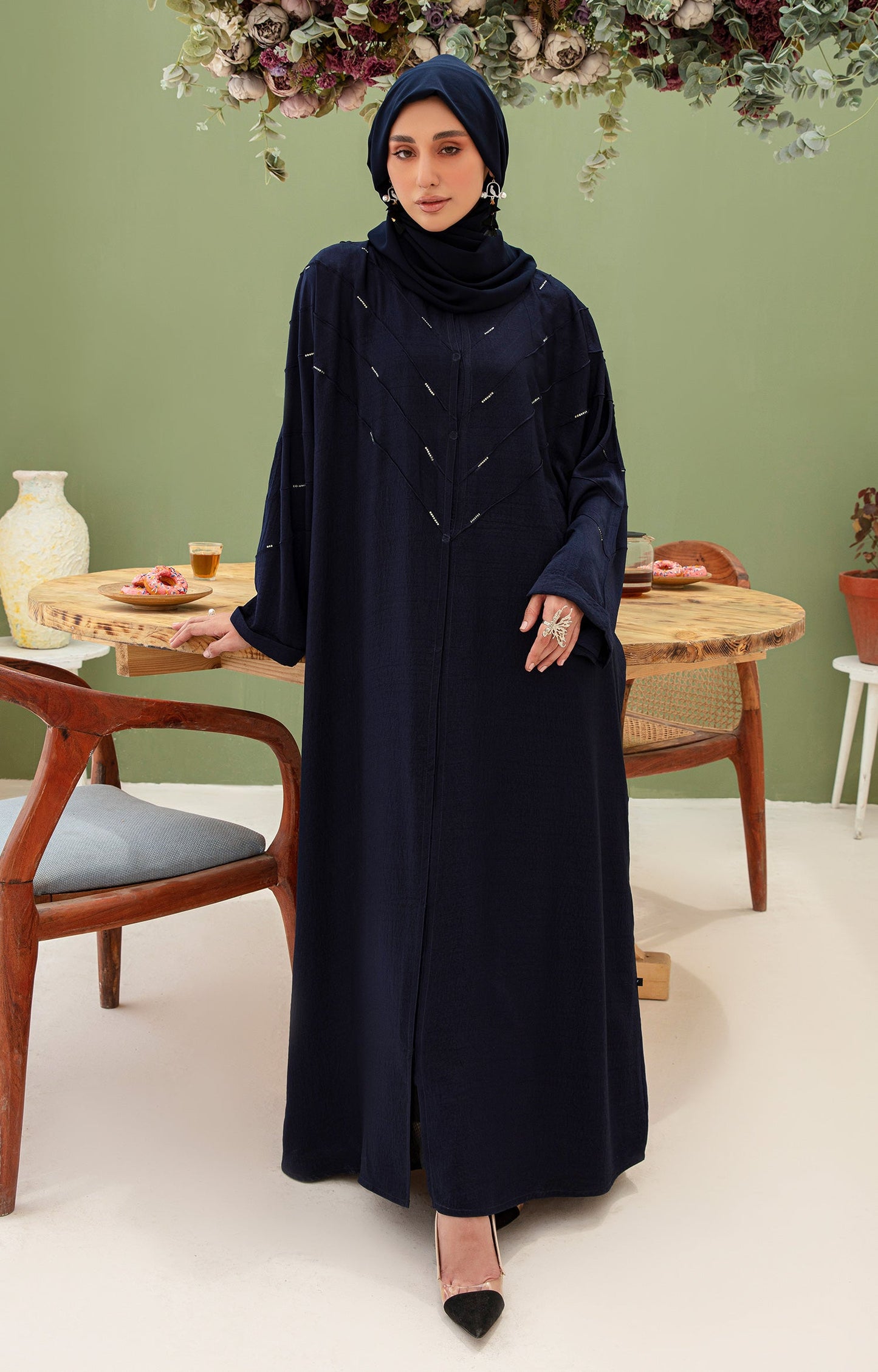 Hareer - ENORA BLUE FRONT OPEN ABAYA