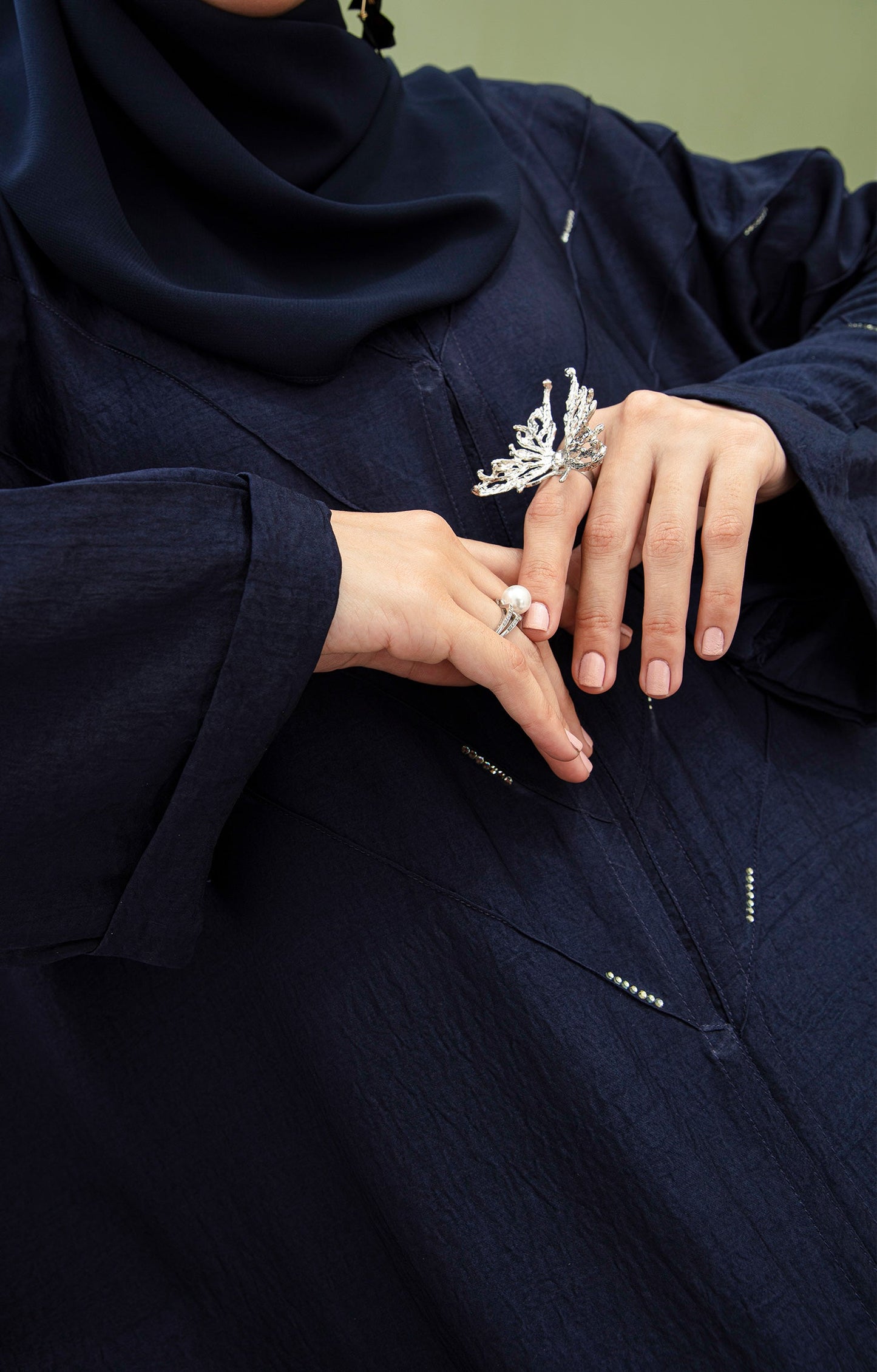 Hareer - ENORA BLUE FRONT OPEN ABAYA