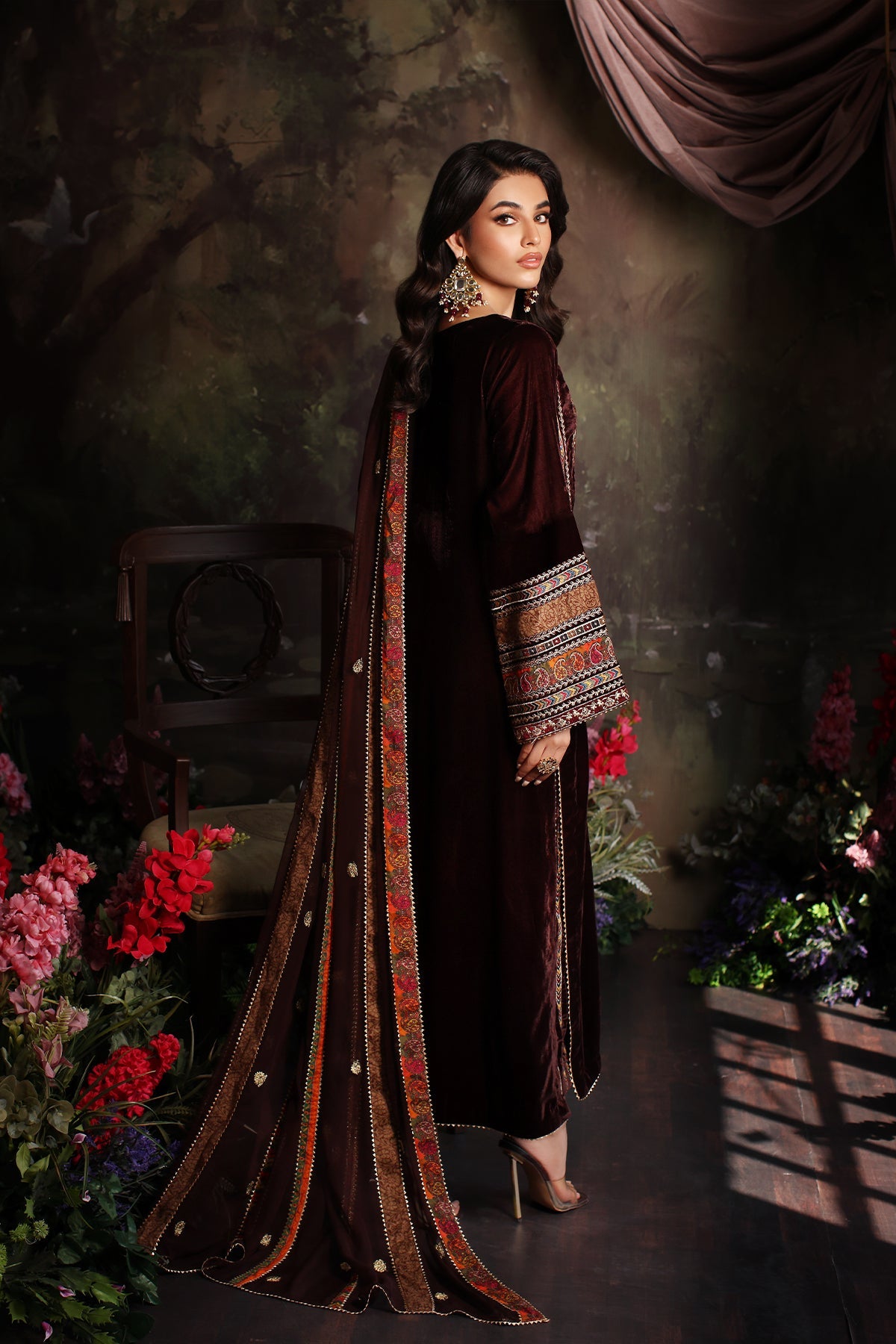 Charizma - 3 Pc Unstitched Embroidered Velvet With Embroidered Chiffon Dupatta CVT3-06