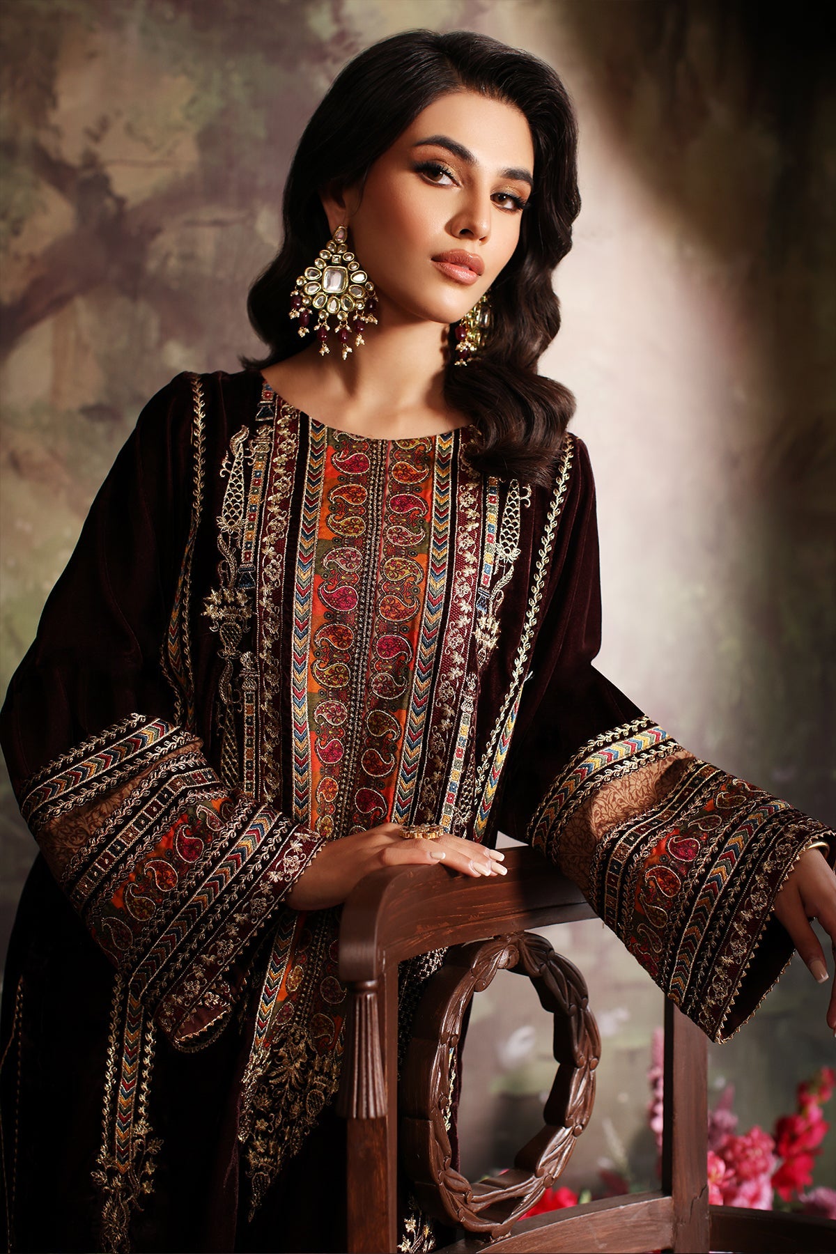 Charizma - 3 Pc Unstitched Embroidered Velvet With Embroidered Chiffon Dupatta CVT3-06