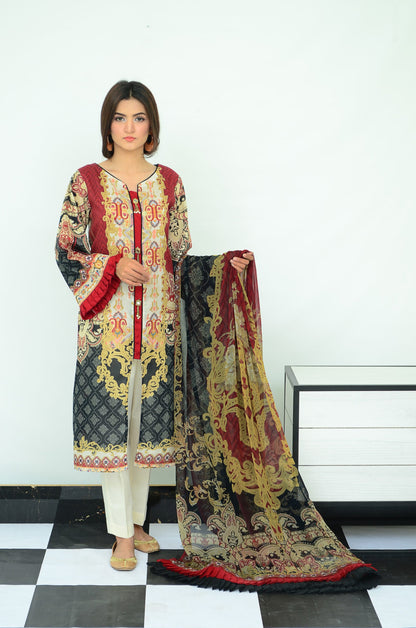 Ellena - 3-PC Unstitched Lawn