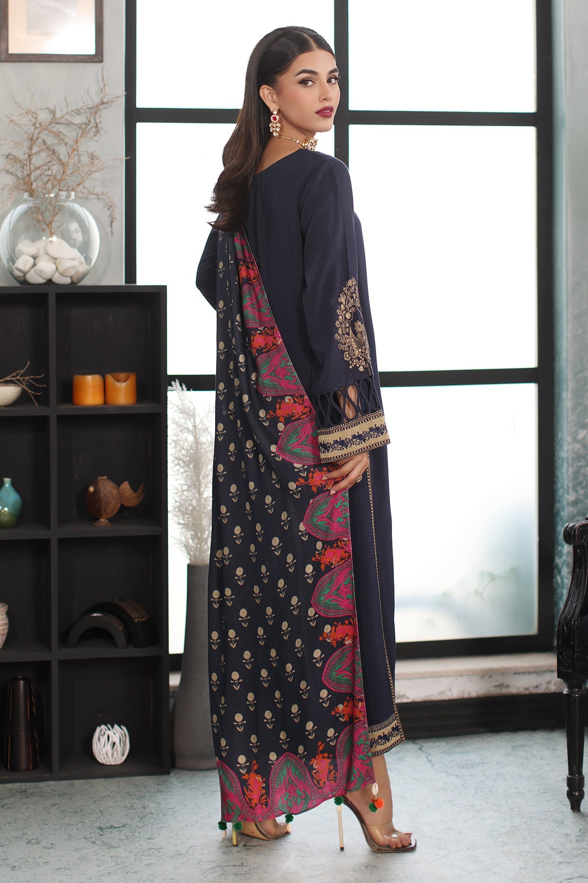 Charizma - 3-PC Unstitched Embroidered Leather with Printed Wool Shawl PS3-19