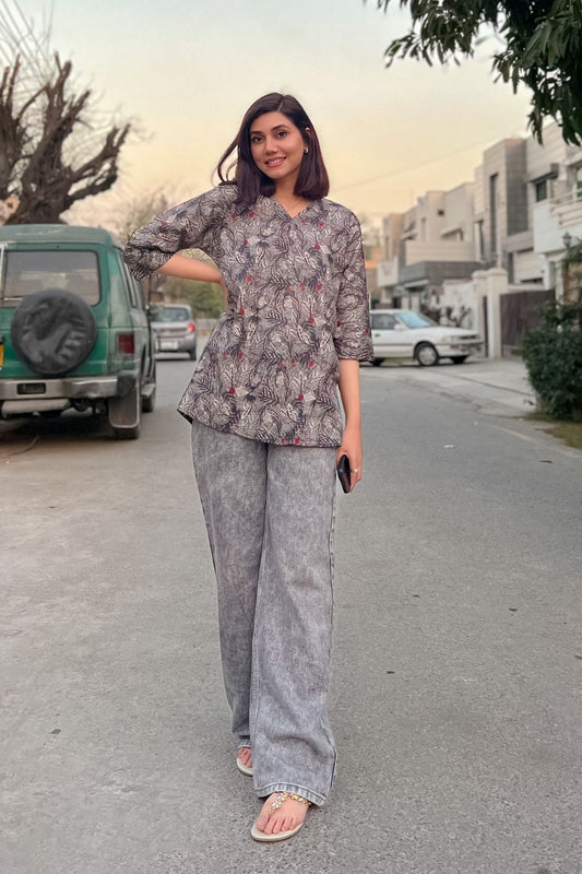 Celina - Printed Khaddar Kurti - D49