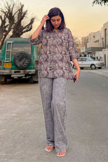 Celina - Printed Khaddar Kurti - D49