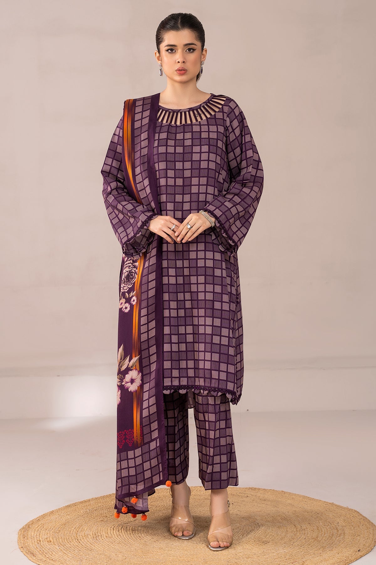 3-PC Printed Staple Shirt with Trouser and Dupatta NYS4-05