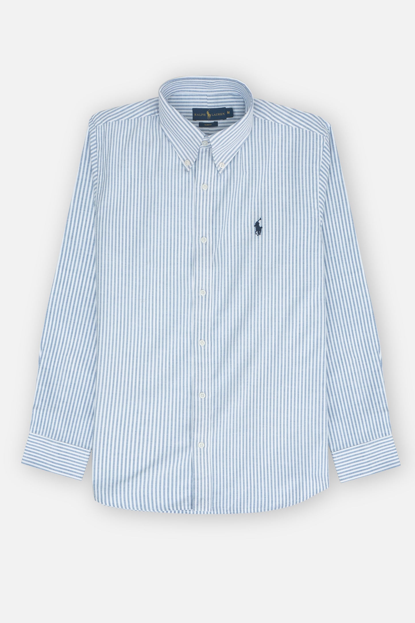 Casual Blue & White Striped Button-Down Shirt