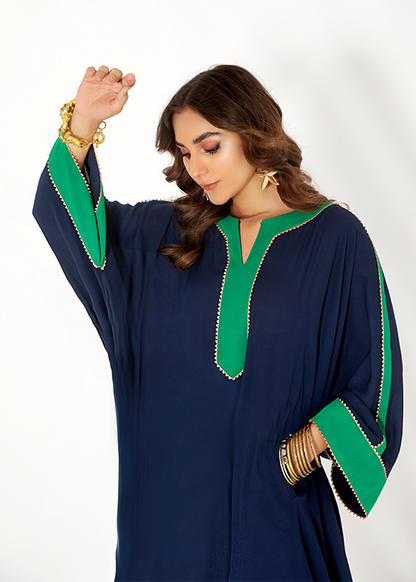 Dure Shahwar - Midnight Sky - Navy Blue Kaftan