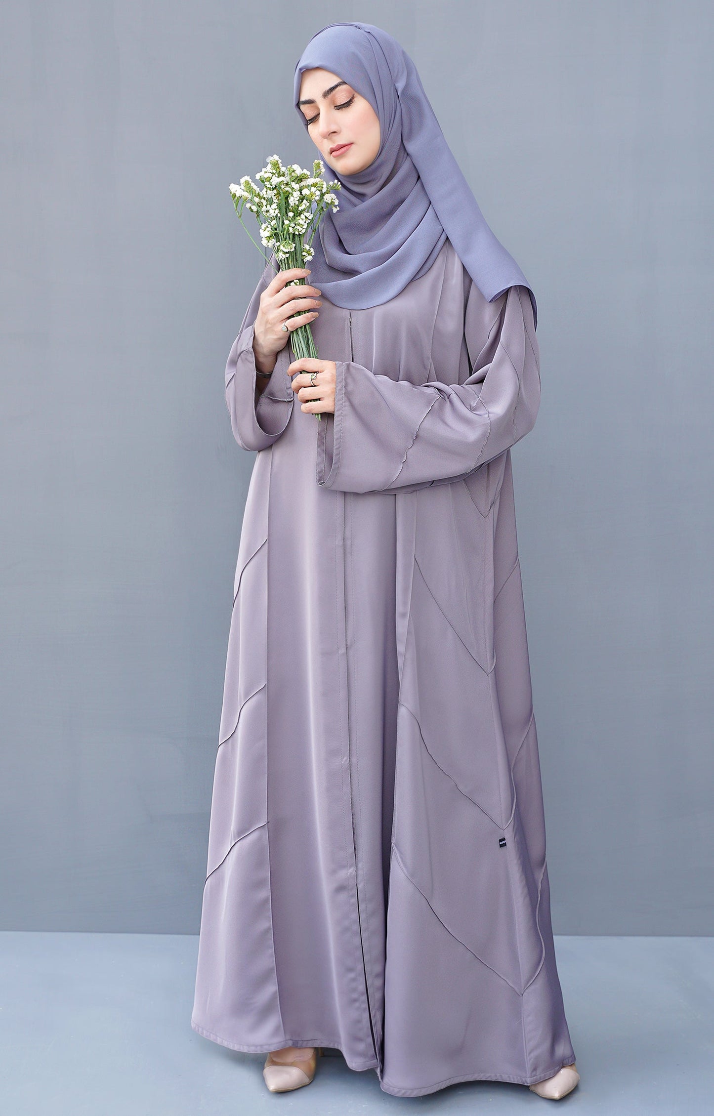 Hareer - REEM GREY FRONT OPEN ABAYA