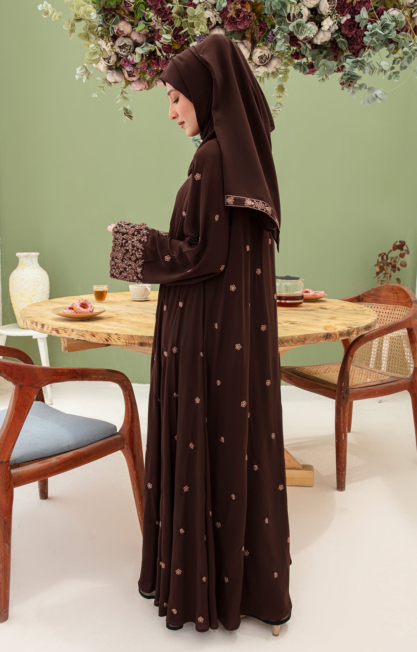 Hareer - CAMELLIA EMBRIODERED FRONT OPEN ABAYA